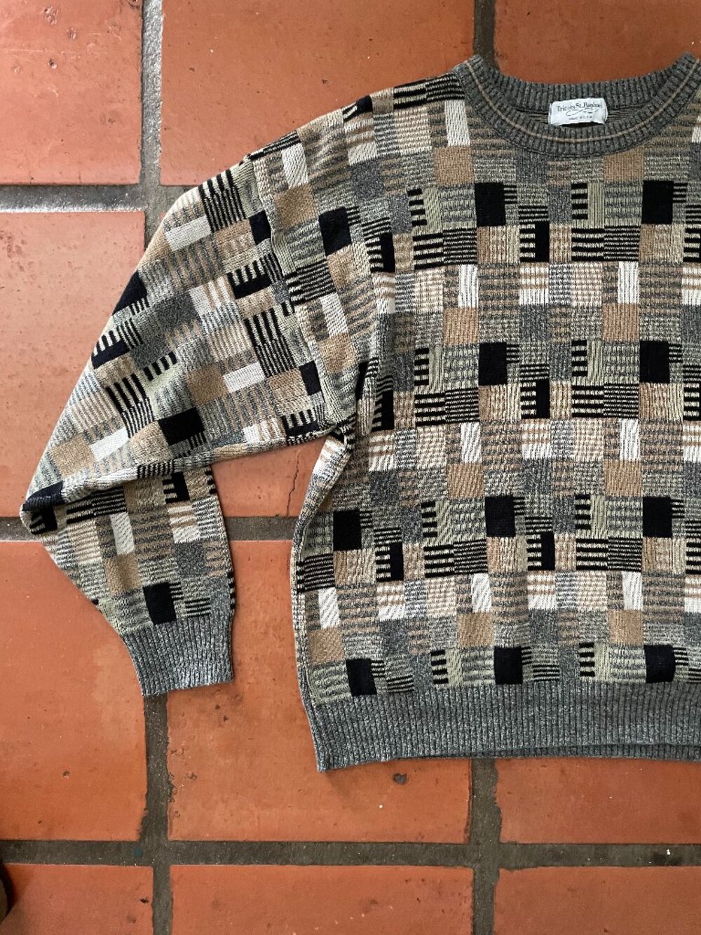 True Y2K Vintage Tricots St. Raphael Made in USA Checkered Sweater - Size L